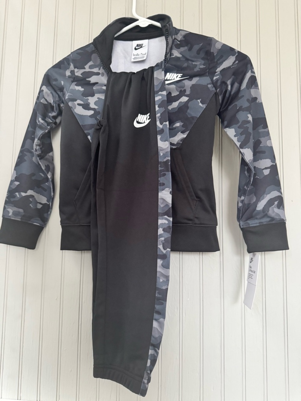 Nike Kids Black & Gray Camo Track Jacket and Pants Set